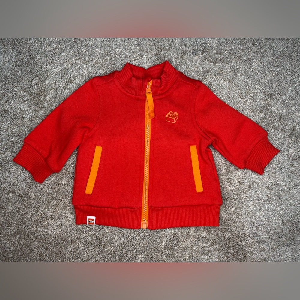 Newborn Baby Jacket Lego Track Suit Pockets Zipper Target Red Orange Embroidered